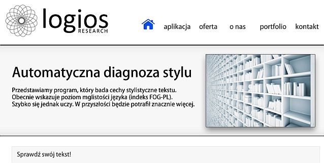 Strona tytułowa Logios.pl - programu do automatycznej diagnozy stylu