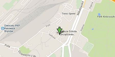 Mapka ukazująca miejsce nowej siedziby Centrum Integracja w Katowicach