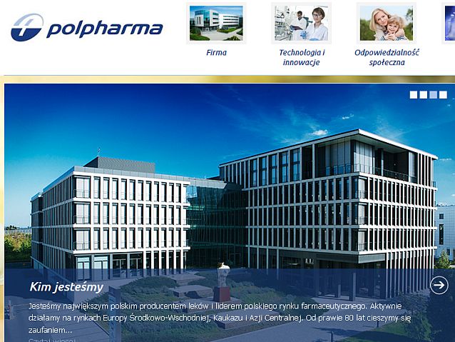 Zrzut z ekranu strony internetowej Polpharmy