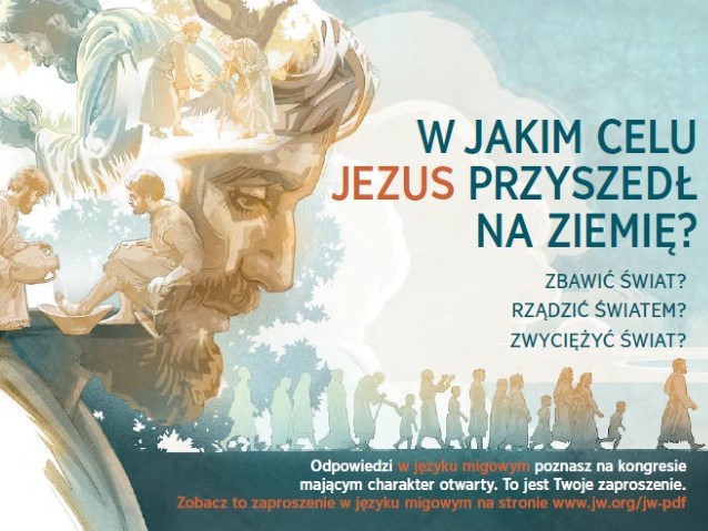 rysunek profilu Jezusa, obok hasło kongresu: w jakim celu Jezus przyszedł na ziemię?