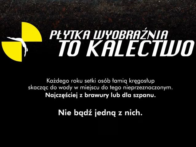 Płytka wyobraźnia to kalectwo. Każdego roku setki osób łamią kręgosłup skacząc do wody.