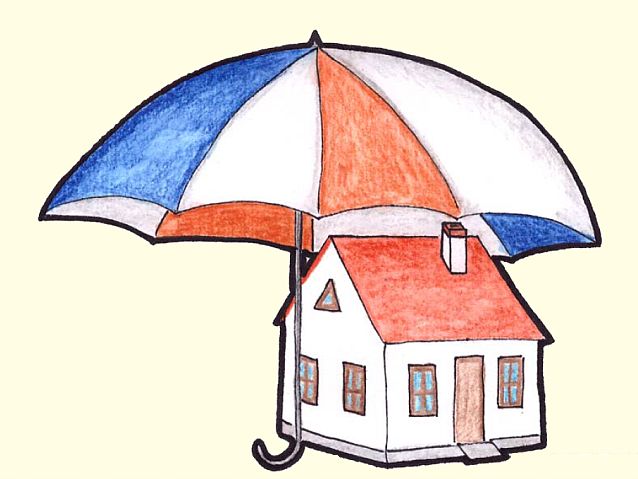 Rysunek domku pod parasolem