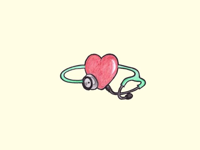 Rysunek serca otoczonego stetoskopem