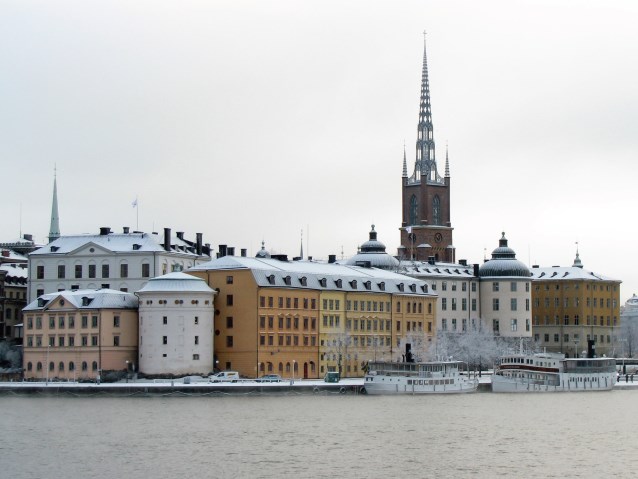 szwedzkie budynki nad rzeką