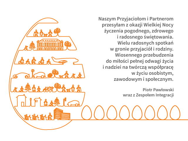Kartka wielkanocna z życzeniami od Piotra Pawłowskiego. Treść kartki poniżej