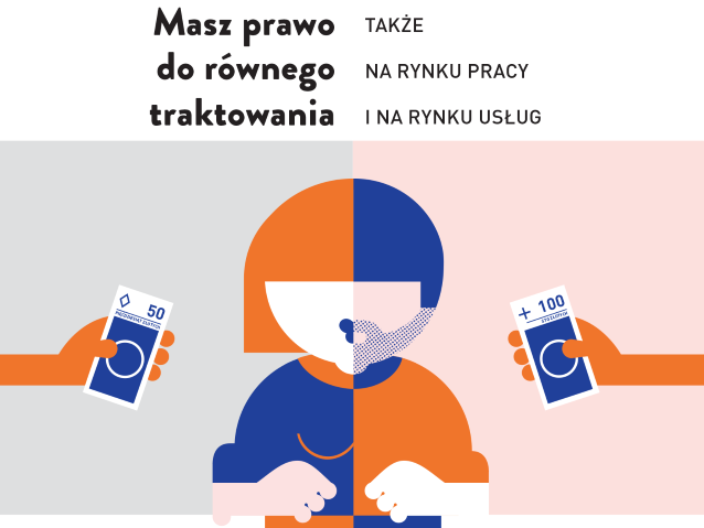 grafika przedstawiająca połowę kobiety, której płaci się mniej i połowę mężczyzny - większa pensja