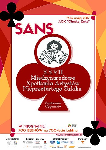 Plakat XXVII Międzynarodowych Spotkań Artystów Nieprzetartego Szlaku z podtytułem: Spotkania Cygańskie. 12-14 maja 2017