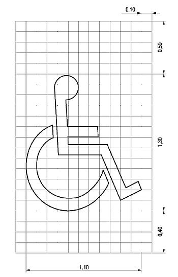 Znak P-24, czyli namalowany na nawierzchni symbol osoby na wózku