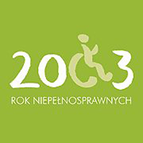 napis na zielonym tle: 2003 Rok Niepełnosprawnych