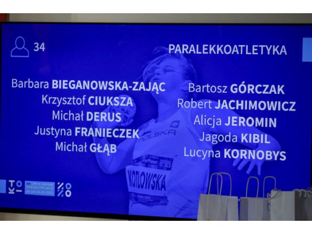 Wyświetlone na ekranie nazwiska polskich paralekkoatletów
