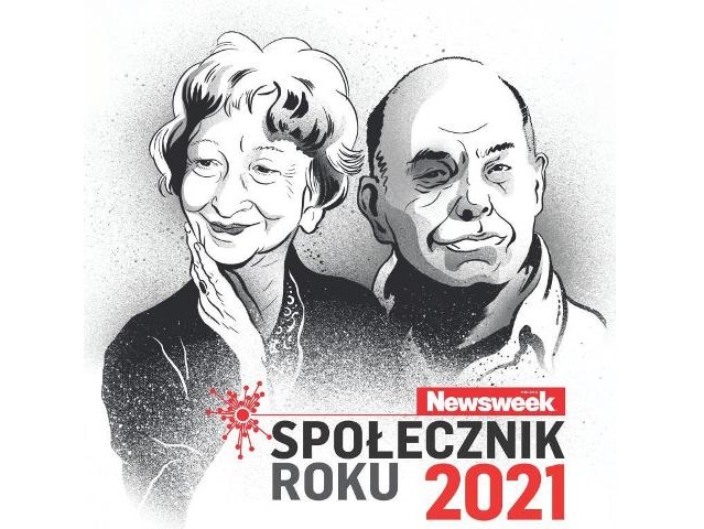 Na podobiznach dwójki społeczników napis: Społecznik roku 2021