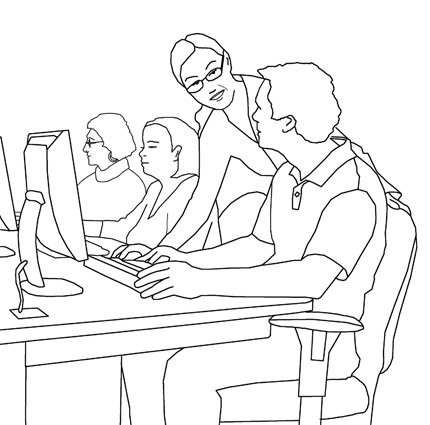 Ilustracja: Pracownicy przy komputerze