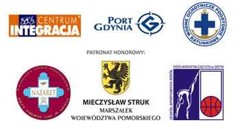 Logotypy: CI Gdynia, Port Gdynia, WOPR, patronaty honorowe: Szkoła Nazaret, Marszałek Województwa Pomorskiego, ZSSO w Gdyni